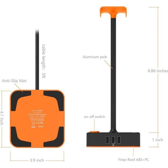 Headphone Stand with USB Charger Desktop Gaming Headset Holder Hanger - Picture 5 of 6